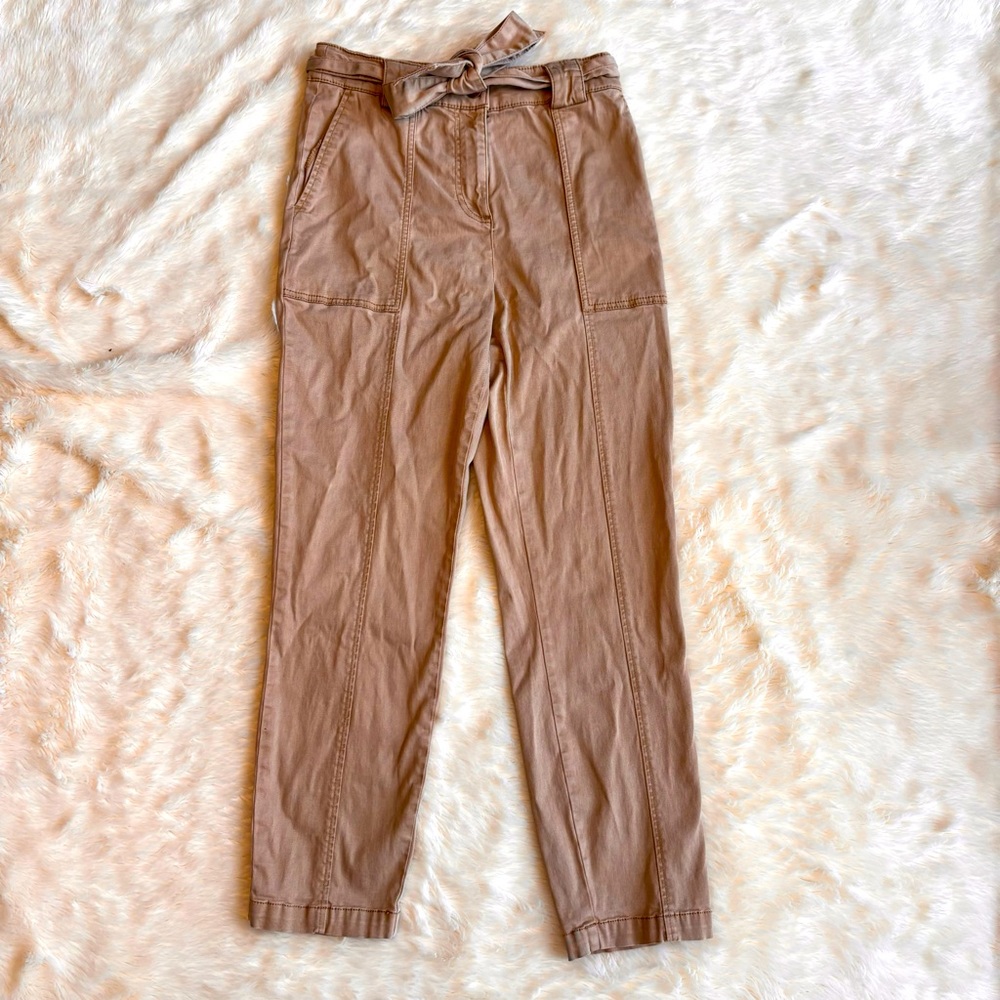 Joie Belted Tencel Stretch Khaki Utility Pants Pockets Womens Small